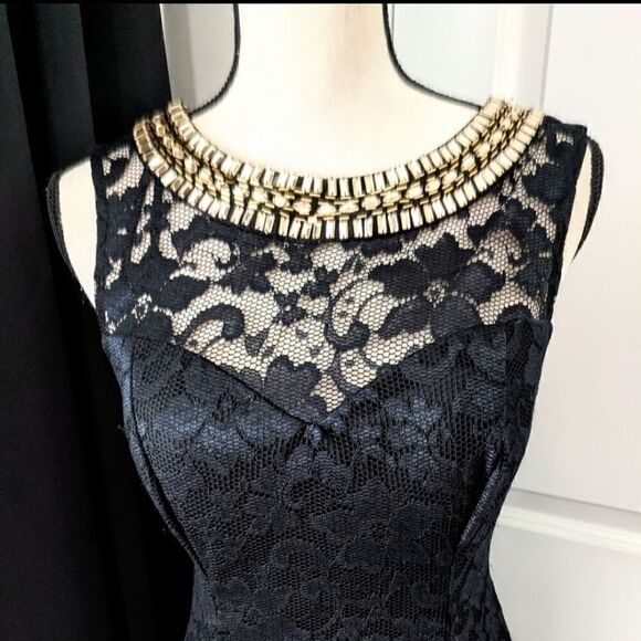 B. Darlin Black Lace Jewelled Backless Mini Dress - Picture 4 of 8